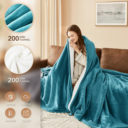 Homemate Electric Heated Blanket Twin - 62"x84" Heating Bed Blankets Throw with 10 Heating Levels 8 Hours Auto Off Fast Heating Over-Heated Protection Ultra Soft Warm Flannel ETL Certified Grey - Colors A