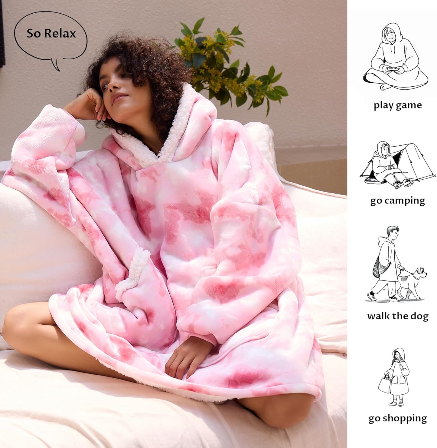 Kipswiza Wearable Blanket Hoodie Gifts for Women and Men, Oversized Cozy Warm Flannel Sherpa Hooded Blankets Sweatshirt with Giant Pockets for Adult and Teens, Dark Gray