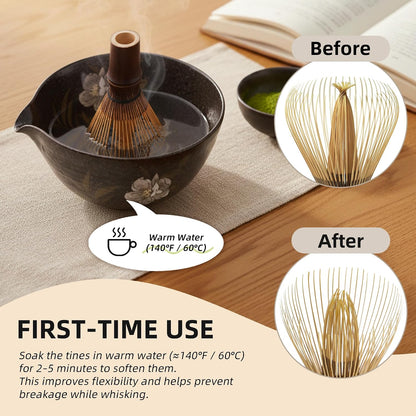 Handcrafted Kurotake Shin Chasen Matcha Whisk (1-Piece), Matcha Wisk for Ceremonial Grade Matcha Powder, Dark Bamboo Whisk, Artisan Made Ceremonial-Grade Macha Whisks