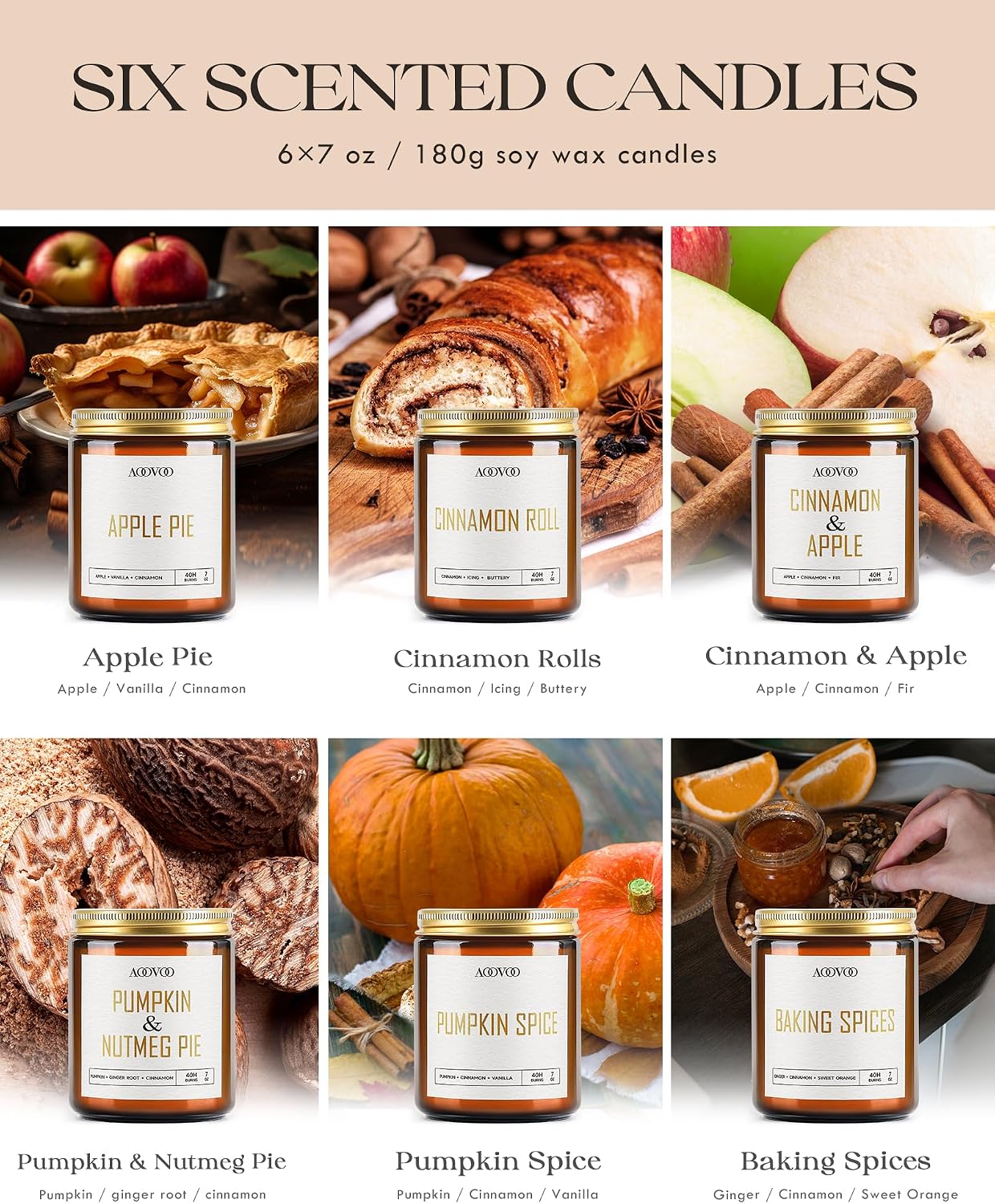 AOOVOO Coconut Vanilla Candles - 9 oz Scented Candles, Aromatherapy Candle, Soy Candle for Home Scented