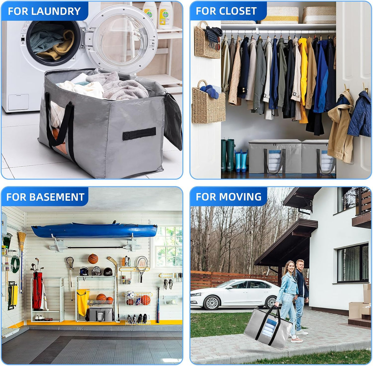 TAILI Blue Extra Large Moving Bags,Storage Bags with Visible Window