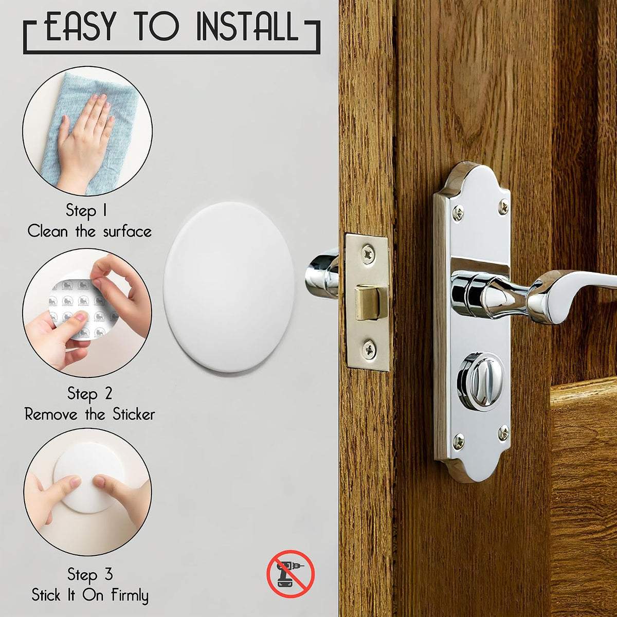 ProStoppr® Door Stoppers - Large 3.15" - Strong Adhesive Backing