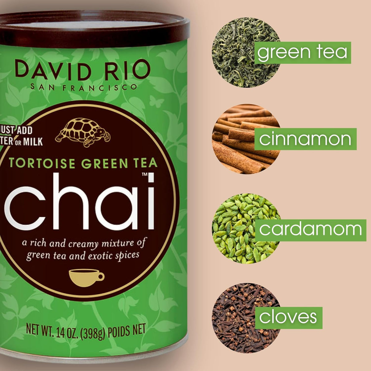 David Rio Elephant Vanilla Chai Tea Latte Mix, 14 Oz