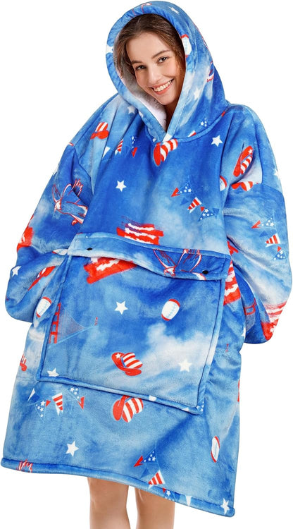 Narecte Cozy Oversized Blanket Hoodie Wearable Blanket Adults Soft Hooded Blanket Hoodie Birthday Gifts for Women Christmas - Colors A