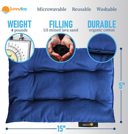 SunnyBay Microwave Heating Pad, Microwavable Moist Hot or Cool Bean Bag Wrap for Neck, Shoulder, Knee, or Back Pain with Fastening Straps, 10x18 Inch Heating Area, 2.8 Lbs, 58 Inches