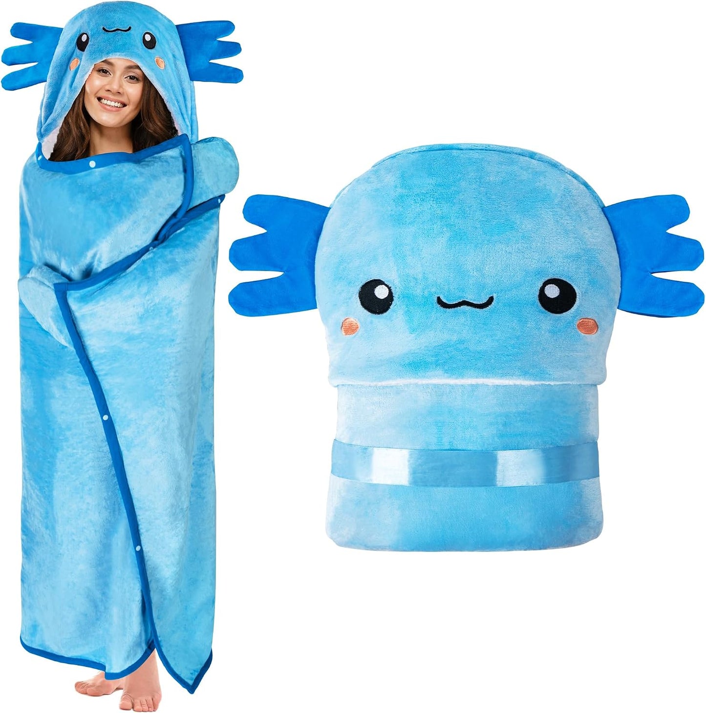 Penguin Wearable Hooded Blanket for Adults – Super Soft Warm Cozy Plush Flannel Fleece & Sherpa Hoodie Throw Cloak Wrap - Penguin Gifts for Women Adults Girls and Kids