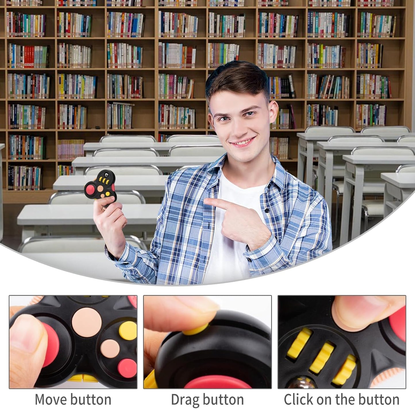 Yrissmiss Fidget Toys for Adults, Fidget Pad Easter Basket Stuffers for Boys Girls,Stress Relief Cube Clicker Controller with Quiet Fidgets,ADHD Autism Fidget Spinner for Office Desk Travel