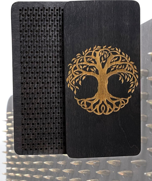 Sadhu board, Wooden Yoga Board for Acupressure and Meditation with Nails for Deep Tissue Massage, Acupuncture Massage, Nails Distance 0.39 In (10 mm)