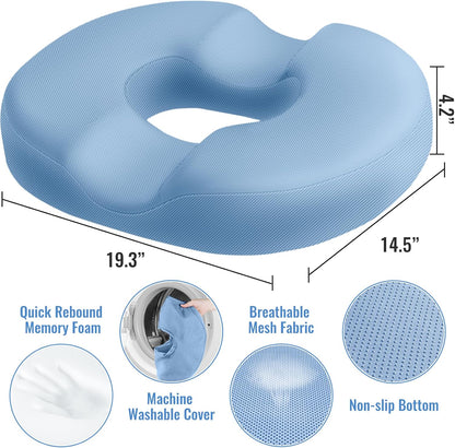 CloudBliss Donut Pillow Stadium Seat Cushion for Tailbone Pain Relief and Hemorrhoids, Memory Foam Seat Chair Cushion, Portable Seat Cushions for Bleachers, Car, Home & Office