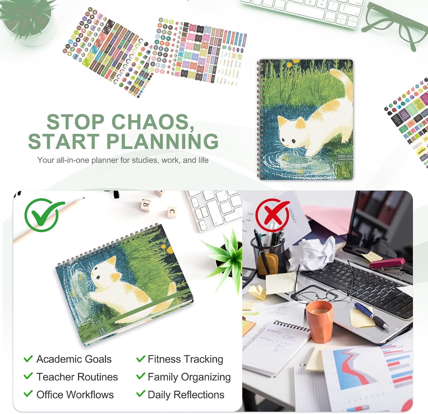 Planner 2026-2027, Weekly and Monthly Calendar Planner, JUL 2026 - JUN 2027 | A5(6.3'' x 8.5''), Hardcover, Agenda Book, Sprial Bound, Inner Pocket, Office and School Use