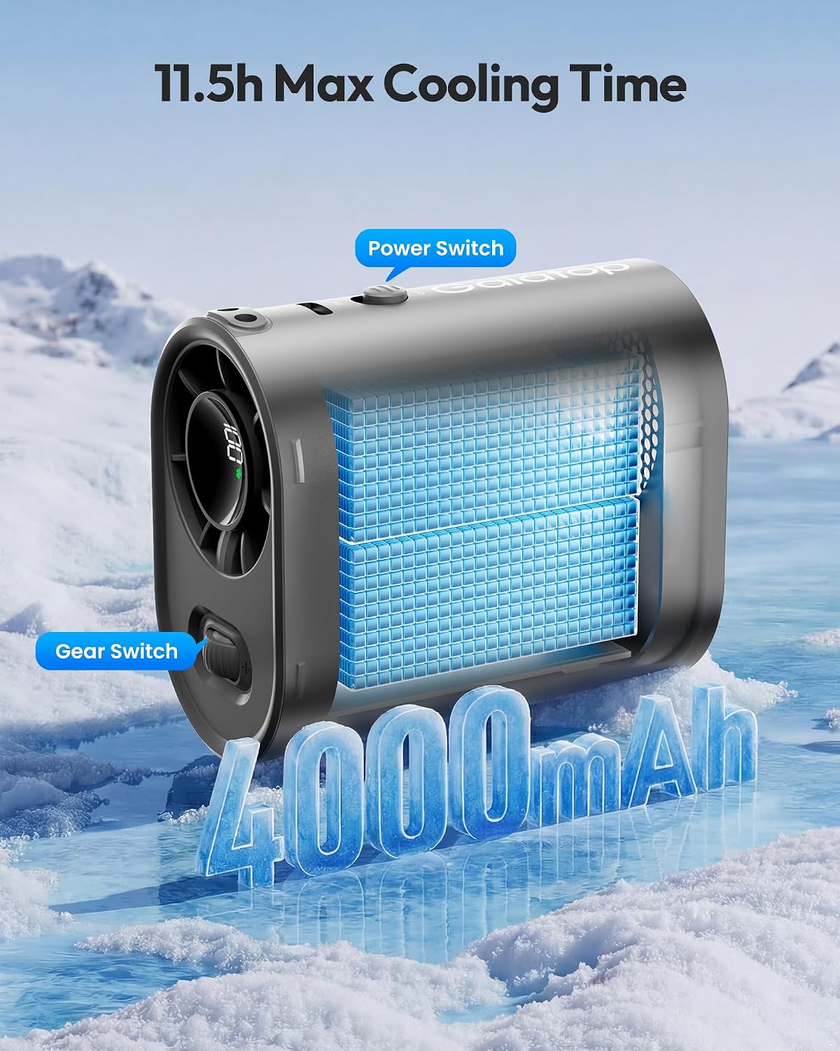 Gaiatop Portable Clip on Fan, Rechargeable Battery 100 Speed 15000RPM Powerful 31ft/s Airflow, Hands-Free Neck/Belt/Waist Personal Mini Cooling Fan for Camping, Outdoor, Jobsite, Travel, Gifts, Black