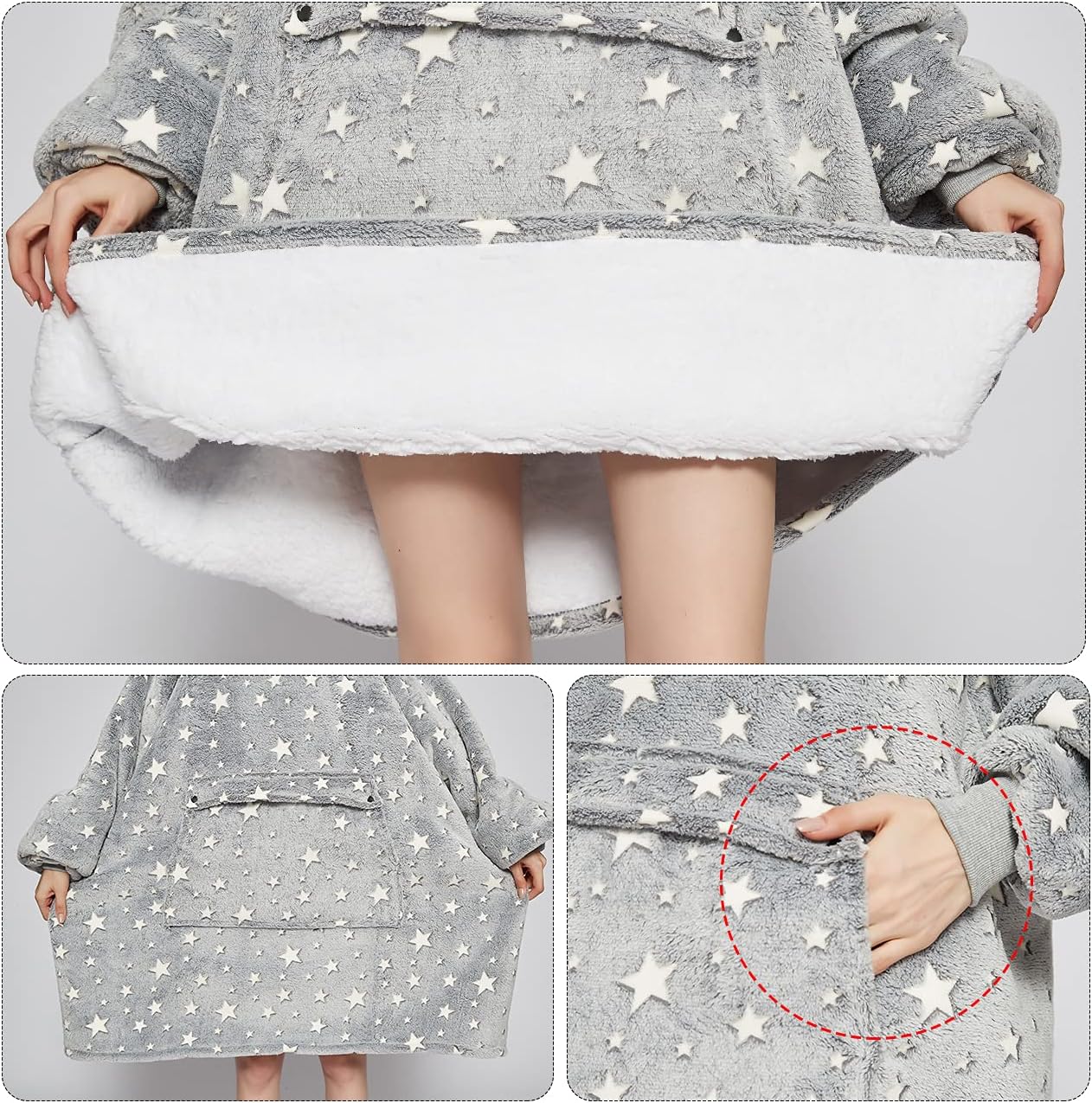 KFUBUO Wearable Blanket Hoodie for Adults Sherpa All Patterns Cat Oversized Sweatshirt Blanket with Pockets for Women