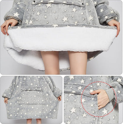 KFUBUO Wearable Blanket Hoodie for Adults Sherpa All Patterns Cat Oversized Sweatshirt Blanket with Pockets for Women