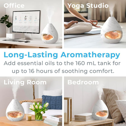 Pure Enrichment PureGlow Crystal - 2-in-1 Himalayan Salt Lamp & Ultrasonic Essential Oil Diffuser, Original Salt Therapy Lamp, 100% Pure Himalayan Salt, Ambient Glow, 160 mL 16-Hour Tank (White)