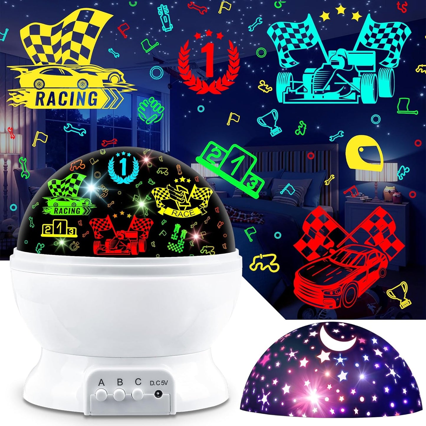 Kids Star Projector Night Light, Star Night Light Projector for Kids, Ceiling Stars Projection Lamp with Timer, 360° Rotating Night Light for Bedroom, Birthday Gift for 3 4 5 Year Old Girls Boys Black