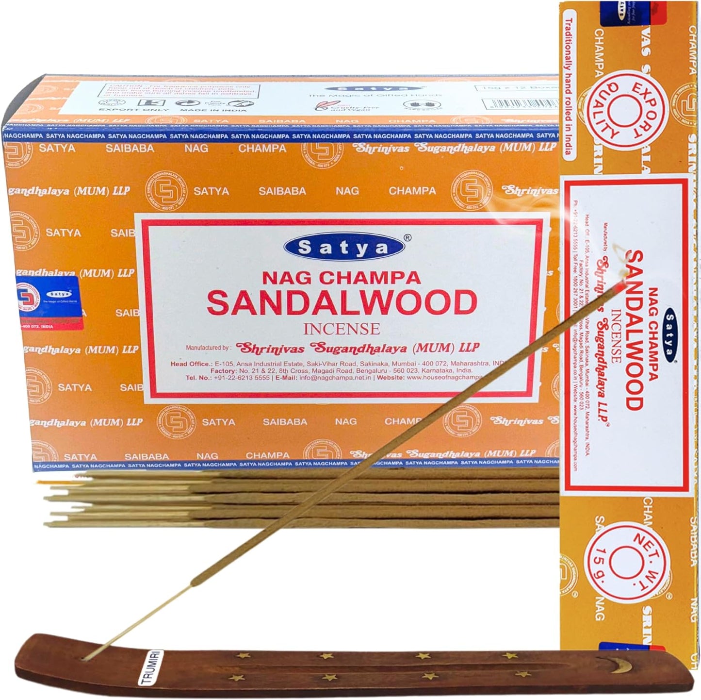 TRUMIRI Incense Stick Holder Bundle with Satya Sai Baba Nagchampa 250g Bulk Incense Sticks Nag Champa Agarbatti - Pack of 1 (Approx 250 Insence-Sticks)