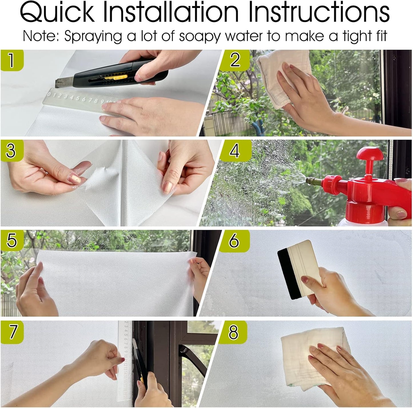 KESPEN Total Blackout Window Film Privacy Static Cling 100% Light Blocking Room Darkening Window Cover Heat Control Anti-UV Glass Sticker Window Tint for Home with Grid Line, 17.5 Inch X 6.5 Feet