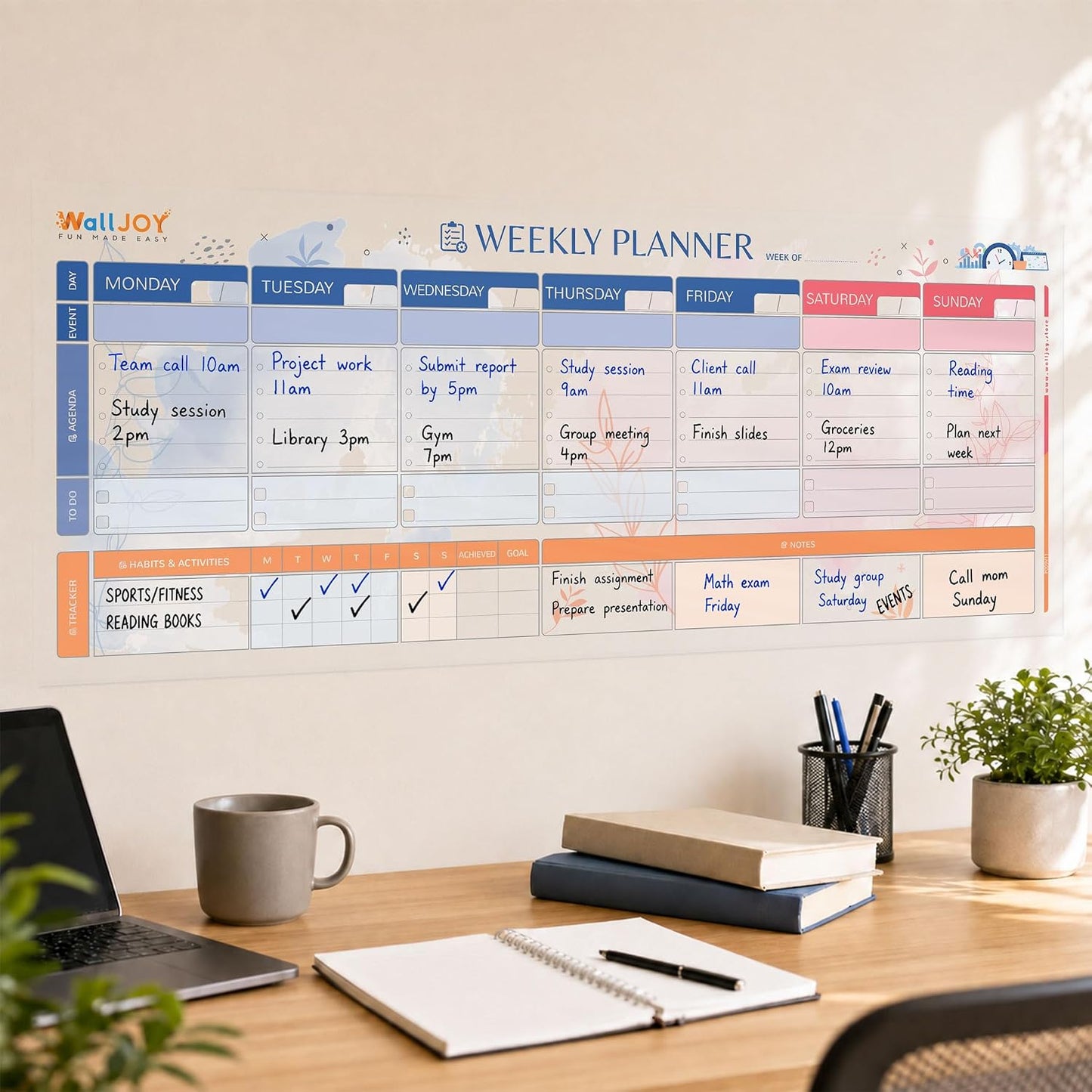 Dry Erase Weekly Calendar, 39.4x16" Weekly Dry Erase Board for Wall