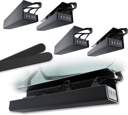 Scanfield Under Desk Cable Management Tray, No-Screw, 17-Inch, 2-Pack Black