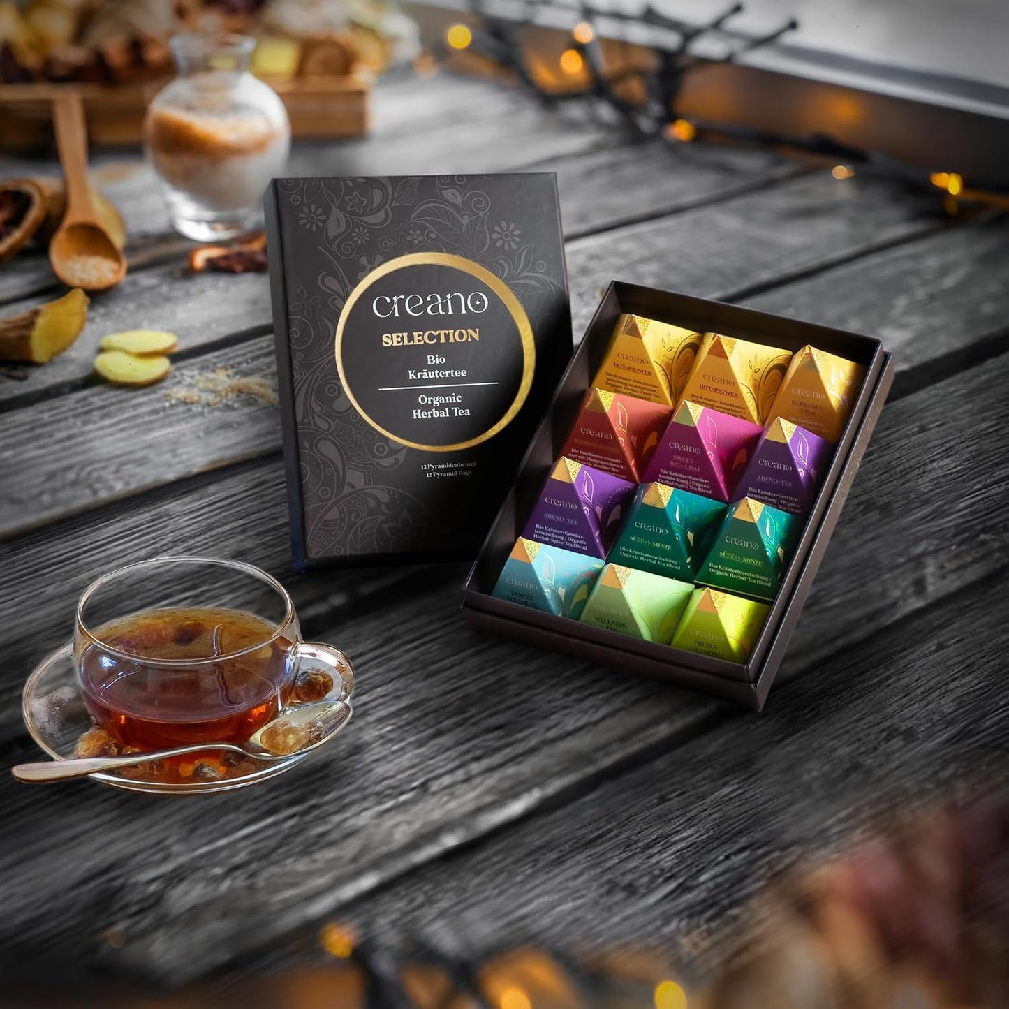 Creano Organic Herbal Tea Sampler Gift Set - Tea Gift Box - 27 Organic Tea Bags in 9 Different Varieties 54 g