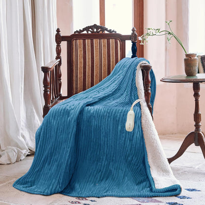Texciting Heated Blanket Electric Blanket Throw 50''X60''-Heating Throw with 9 Heat Settings-2-10 Hours Auto Off,ETL Certified,Machine Washable (Green)