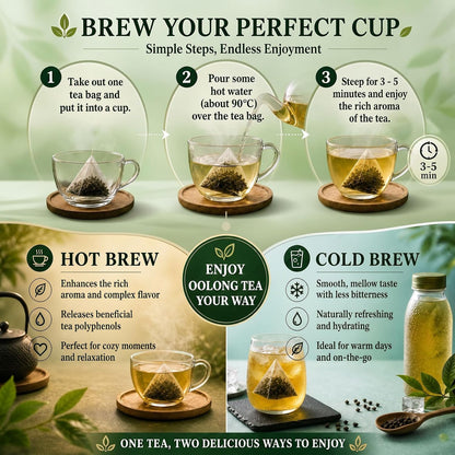 Niceen Oolong Tea Bags, 4g*30 Tea Bags, Selected Whole Leaf Oolong Tea, Smooth Aroma, Low Astringency, Daily Tea Ritual, Hot and Cold Brew, Vegan, Non-GMO (30 Pcs 1 Bags)