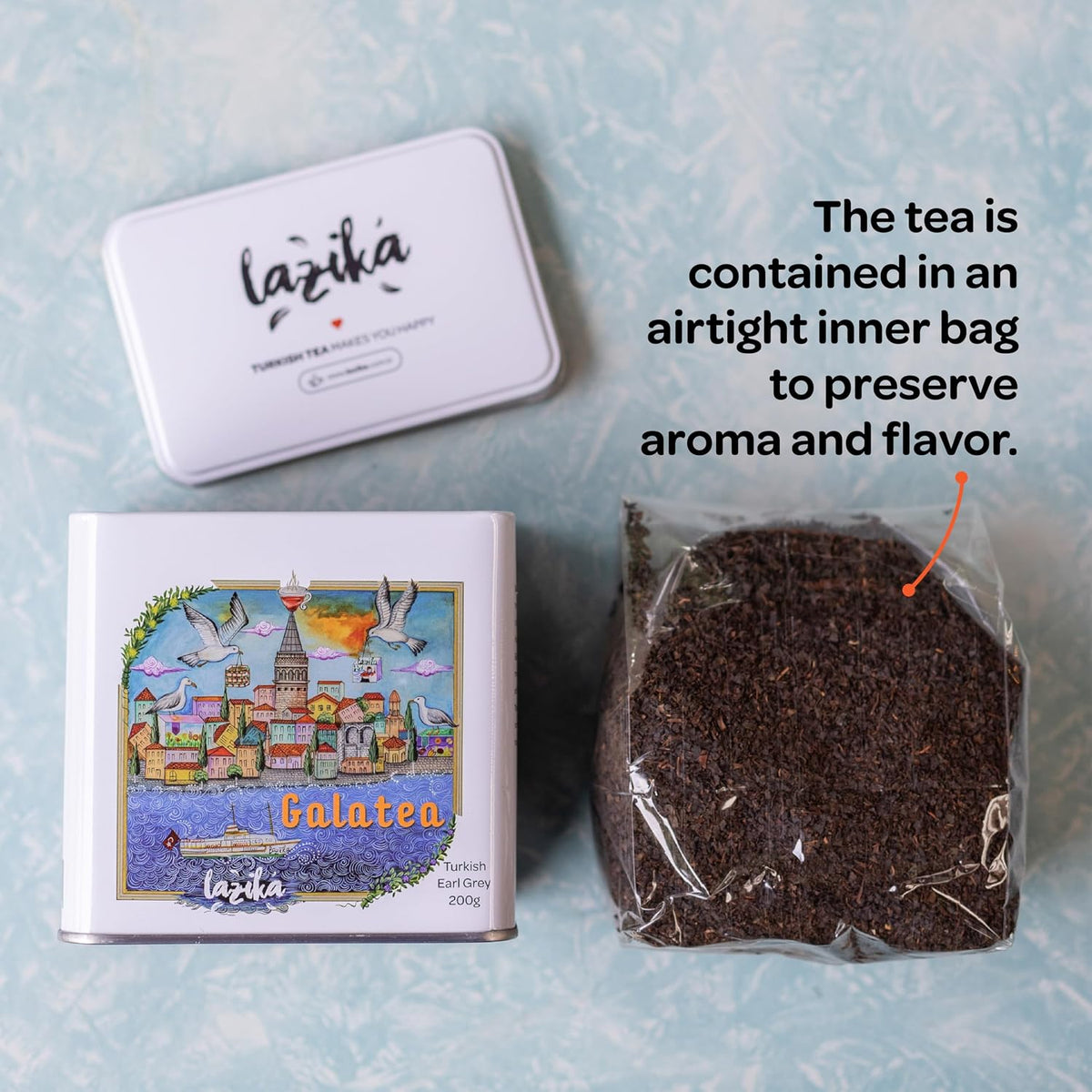 Lazika Loose Leaf Tea Set, Black Tea, Green Tea, Earl Grey, Tea Gift Set, 3.35 Oz (Pack of 3)