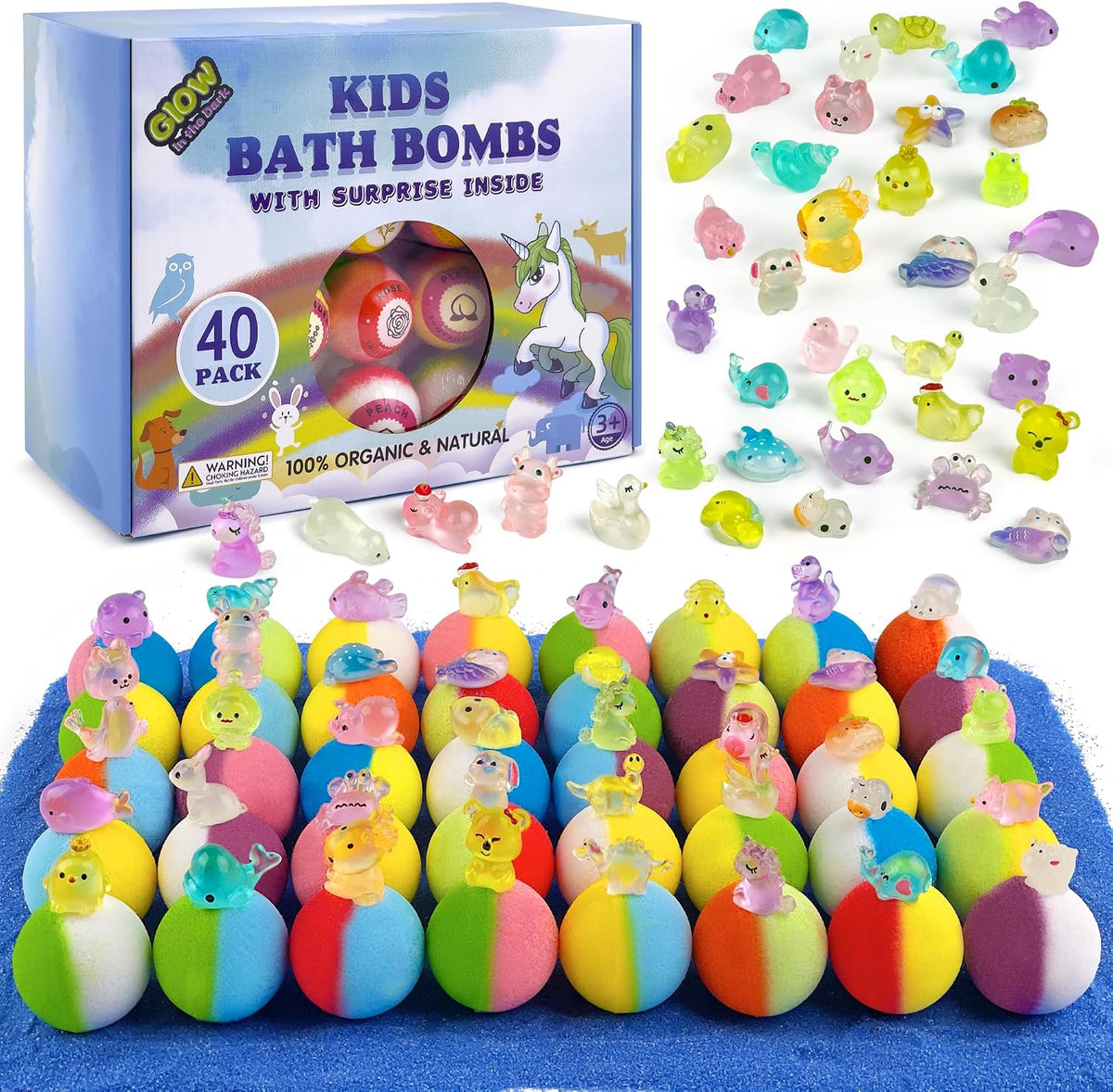 Bath Bombs for Kids 20Pcs Organic Fizzy Gift Set with Surprise Toys Inside
