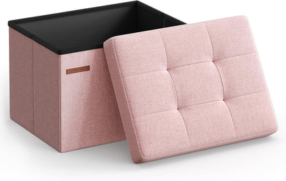 SONGMICS Mazie Collection - Small Folding Storage Ottoman, Foot Rest Stool, 12.2 x 16.1 x 12.2 Inches, 286 lb Load Capacity, for Living Room, Bedroom, Home Office, Dorm, Dark Gray ULSF102G01