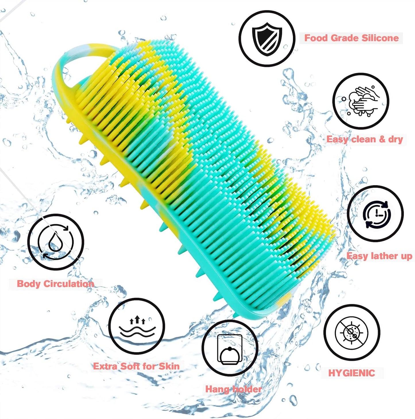 2PCS Silicone Body Scrubber, Loofah for Women, Gentle Exfoliating Shower Cleaner Bath Brush, Rubber Body Wash Deep Cleaning & Exfoliator & Massage, Travel-Friendly for Bathroom