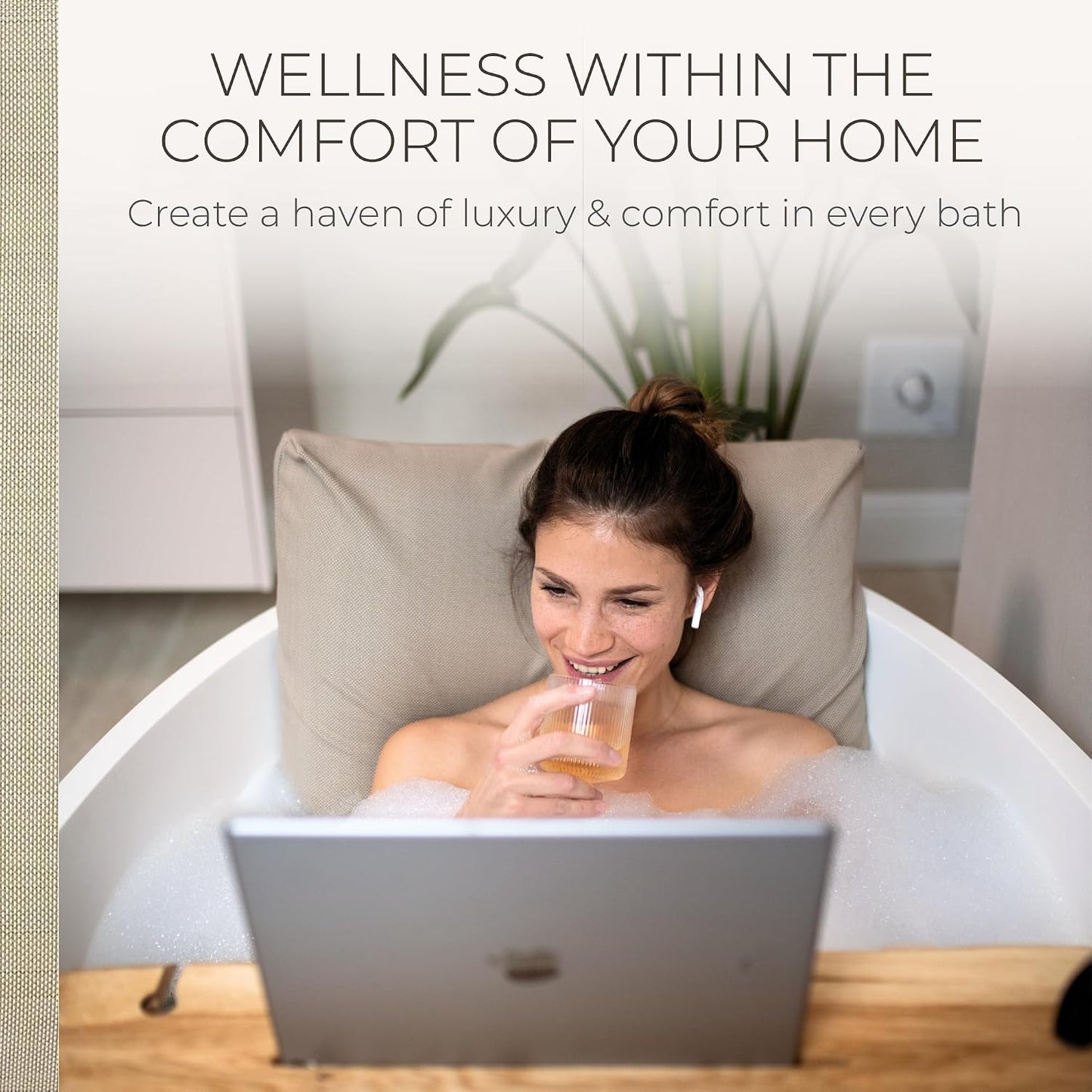 BADESOFA® Luxury Bath Pillow M - Lusciously Soft & Comfortable Tub Pillow for Bathtub - Washable & Quick-Drying Bath Back Pillow - Non-Slip Full Body Tub Pillow - Luxury Spa Cushion in Ivory Pearl
