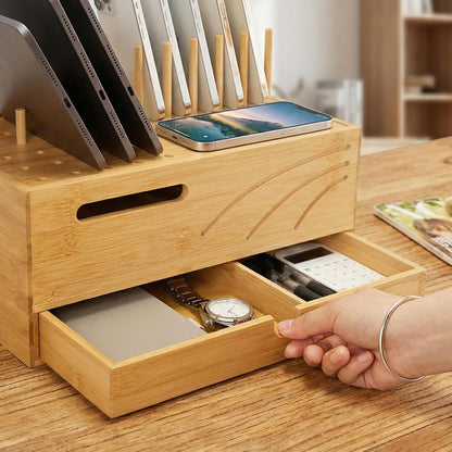 Homde Office Charging Station Organizer: 2 Layer Charger Holder (Natural)