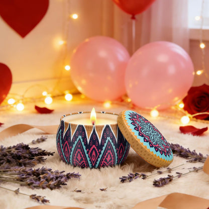 Scented Candles Gift Set for Women, 4 Pack Soy Wax Candles in Classic Bohemian Tins, Aromatherapy Candle Set, Birthday Gifts for Mom, Thank You Gifts