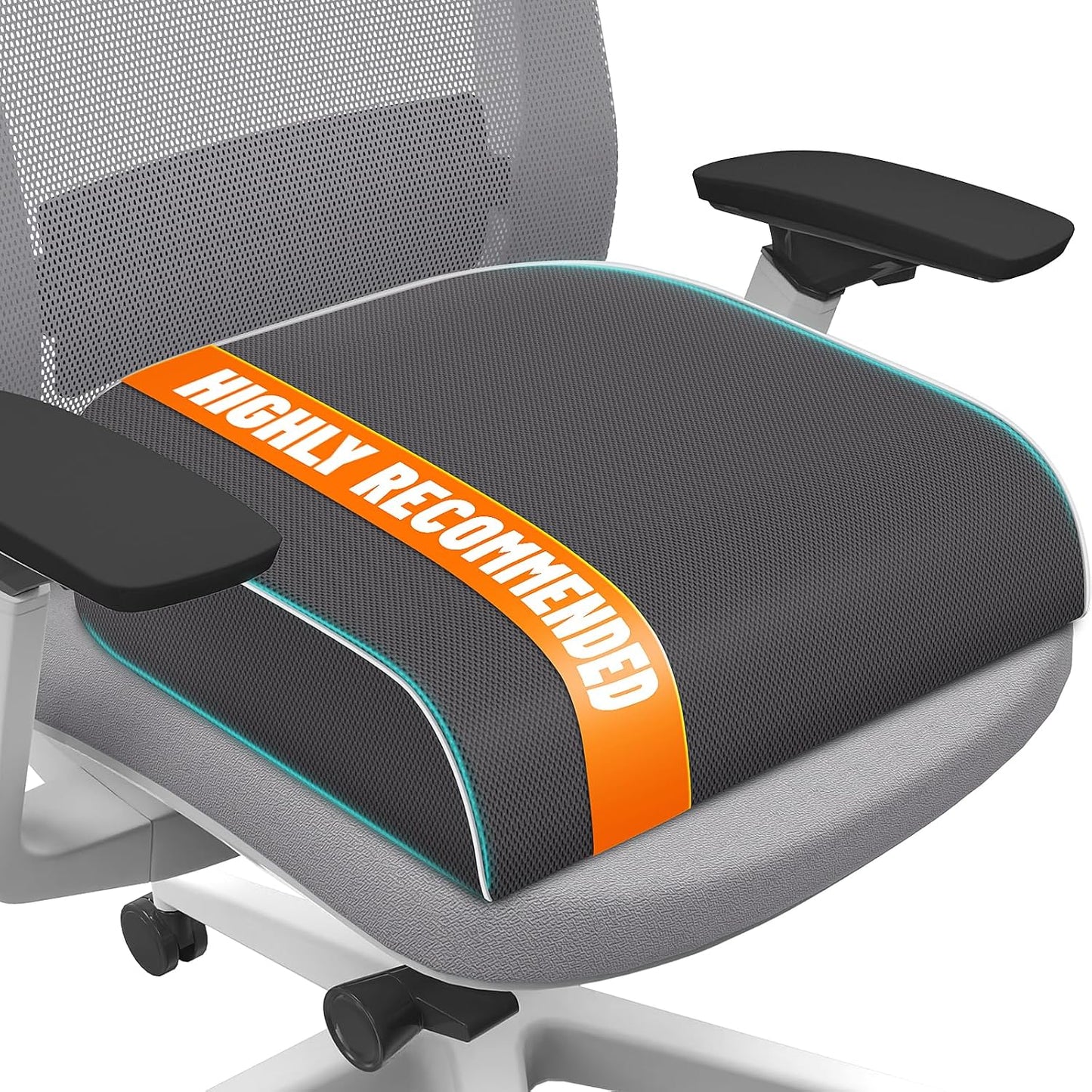 SweetSlubr Seat Cushion for Tailbone Pain Relief, Office Chair Cushion, Chair Pad, Memory Foam Large Cushion with Non-Slip Cover for Soft Support at Office Chair, Car Seat, Airplane, Black/Large
