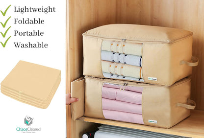 Comforter Storage Bag - Folding Organizer bag for King/Queen Comforters, Pillows, Blankets, Bedding/Quilt, Blanket, Duvet, Mothproof Space Saver; Large Collapsible Organizers, 24"x14"x11"