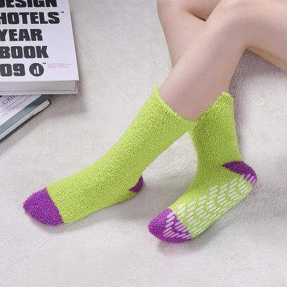 LINEMIN Non-Slip Fuzzy Socks for Women - Cozy Hospital Soft Fluffy Socks With Grips - Winter Warm Slipper