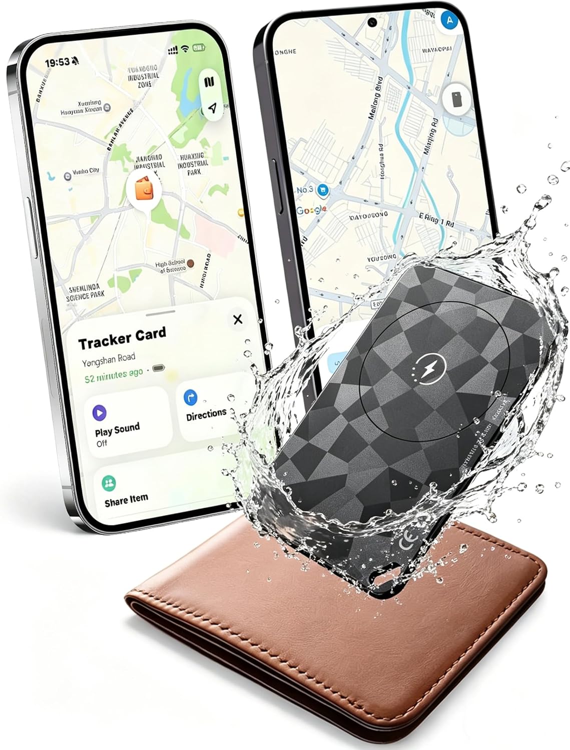 Wallet Tracker Card (iOS and Android) - 0.06in Slim Tracking Card