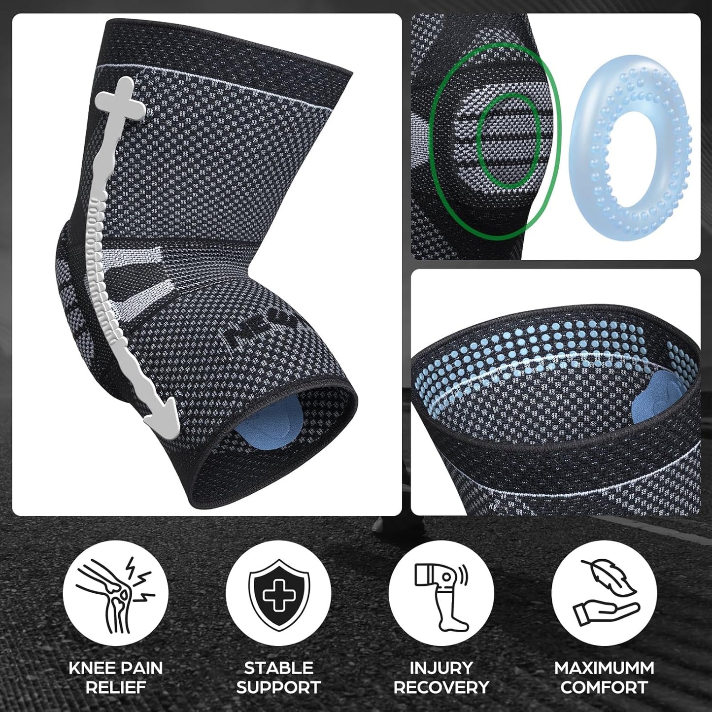 NEENCA Professional Knee Brace for Pain Relief, Medical Knee Support with Patella Pad & Side Stabilizers, Compression Knee Sleeve for Meniscus Tear, ACL, Joint Pain, Runner, Workout (Black, Medium)