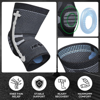 NEENCA Professional Knee Brace for Pain Relief, Medical Knee Support with Patella Pad & Side Stabilizers, Compression Knee Sleeve for Meniscus Tear, ACL, Joint Pain, Runner, Workout (Black, Medium)