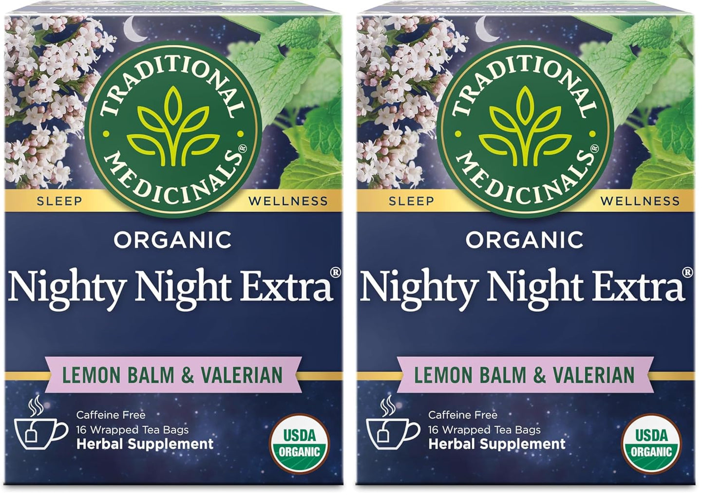Traditional Medicinals Organic Nighty Night Extra Tea With Valerian Root for Relaxation, 16 Tea Bags (Pack of 1)