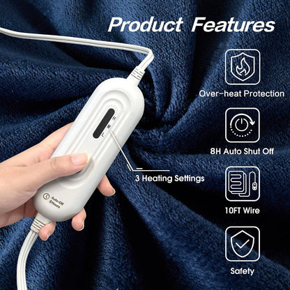 Tefici Heated Blanket Throw 50"x60", Ultra Soft 2-Layer Flannel Electric Blanket, for Home Office Sofa,3 Heat Settings, 4H Auto Off, ETL FCC Certified, Overheat Protection, Machine Washable, Camel