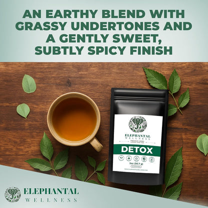 Elephantal Wellness Premium Detox Herbal Tea | Daily Liver, Kidney, Blood & Digestive Support with Turmeric, Nettle Tea, Milk Thistle, Dandelion Tea & Burdock | Handmade, Caffeine-Free Loose Leaf Blend | 2oz, 20 Servings