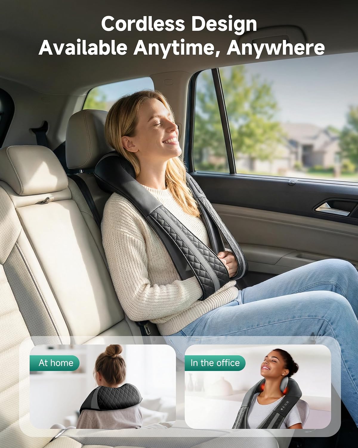Snailax Cordless Massager - Shiatsu Neck and Shoulder Massager with Heat, FSA Eligible, Portable, Lumbar, Back Electric Massage Pillow, Gift for Woman, Mom, Dad