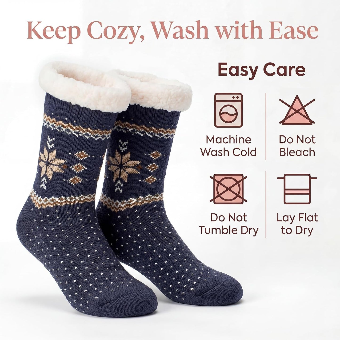 Cozylook Fuzzy Slipper Socks for Women with Grips Warm Cozy Soft Non-Slip Winter Socks Cozy Gift Idea
