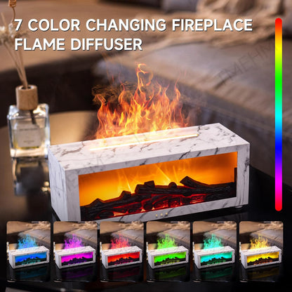 TMEHM Fireplace Flame Air Diffuser Humidifier,7 Colors Aromatherapy Essential Oil Diffuser,Ultrasonic Aroma Humidifier with Timer for Home,Bedroom,Office,Yoga (Black)