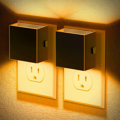 JandCase Night Light, Modern Night Lights Plug into Wall,2 Pack Dusk to Dawn Sensor Nightlight, Amber Brightness Adjustable Nightlight for Kids Bathroom Hallway Kitchen Bedroom Decor