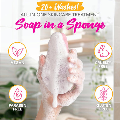 Spongeables Anti Cellulite Body Wash in a 20+ Wash Sponge, Citrus, 3 Count