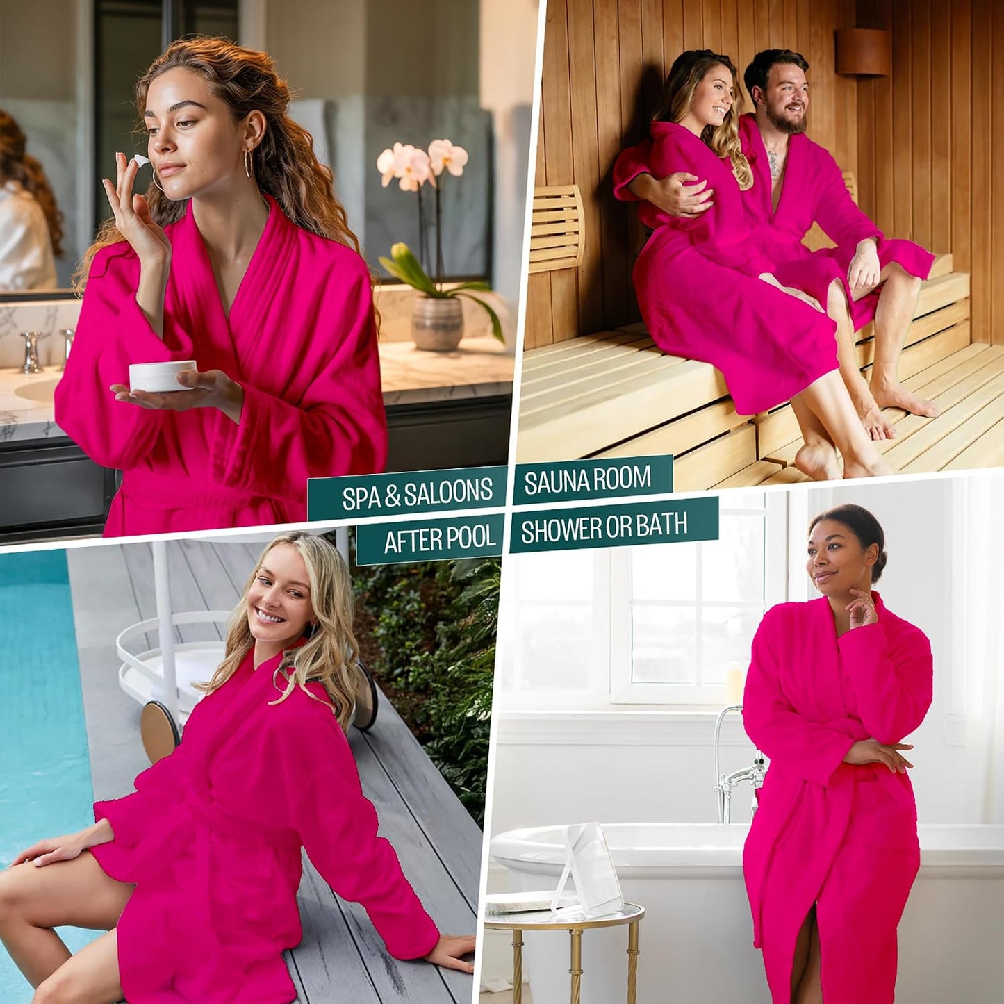 Pearl Linens Cotton Terry Shawl Collar Bathrobe - Soft, Lightweight & Absorbent Unisex Spa Robe for Women & Men - 1 Piece