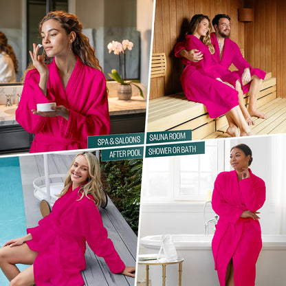 Pearl Linens Cotton Terry Shawl Collar Bathrobe - Soft, Lightweight & Absorbent Unisex Spa Robe for Women & Men - 1 Piece