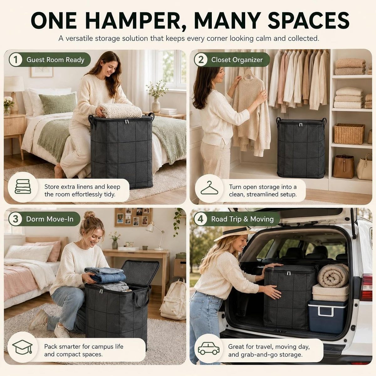 XXL Foldable Storage Bag with Reinforced Handles Portable Moving, L